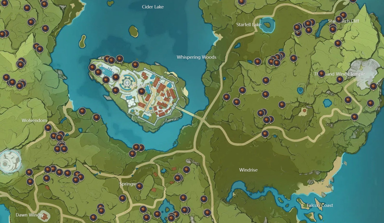 Where to find pinecone locations in Genshin Impact